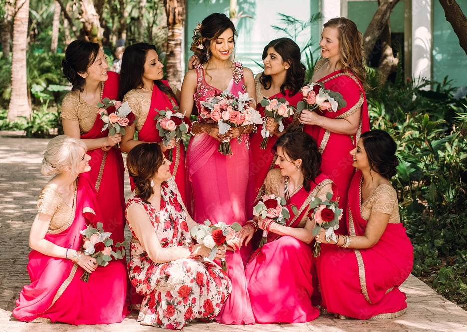 Try interacting with your group while taking your group wedding picture.