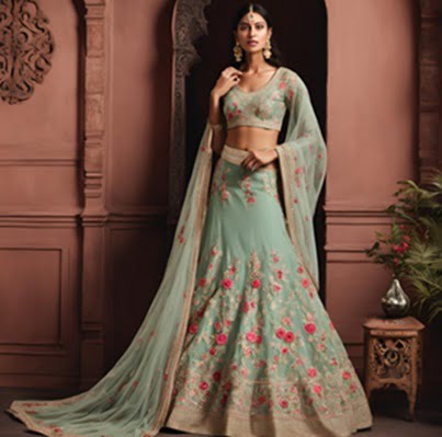 Go for applique designs for your wedding lehenga.