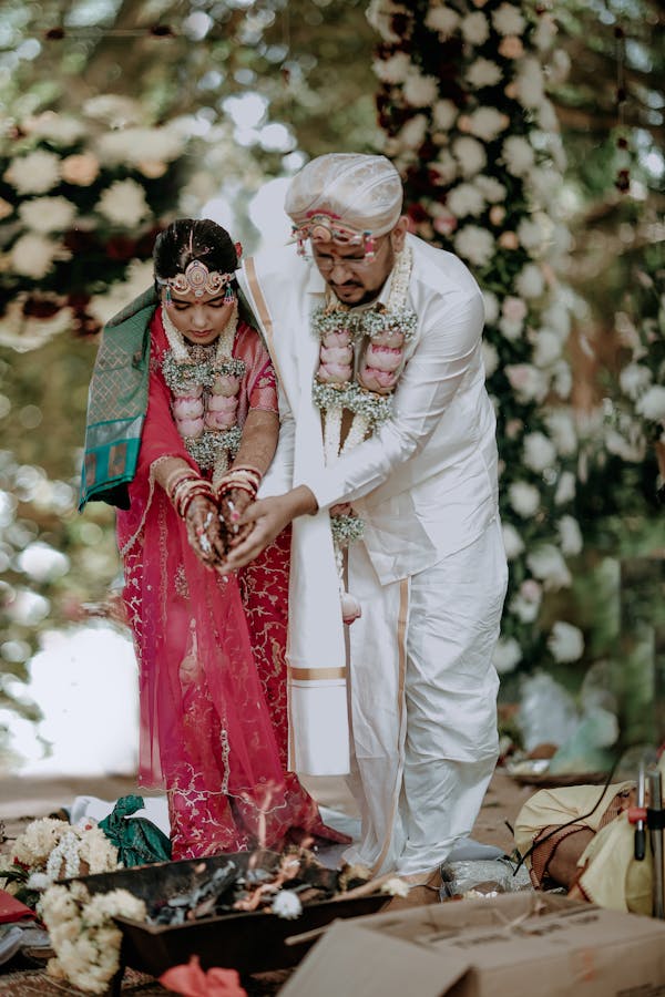 The couple offer their prayers to the God through this ritual.