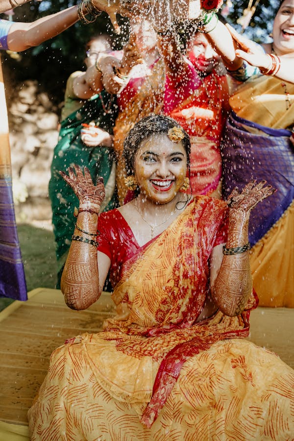 Mangala Snaanam is a ritual that attempts to cleanse the bride and groom.