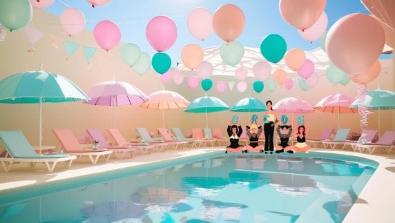 How about a pastel-themed pool party for your friends?